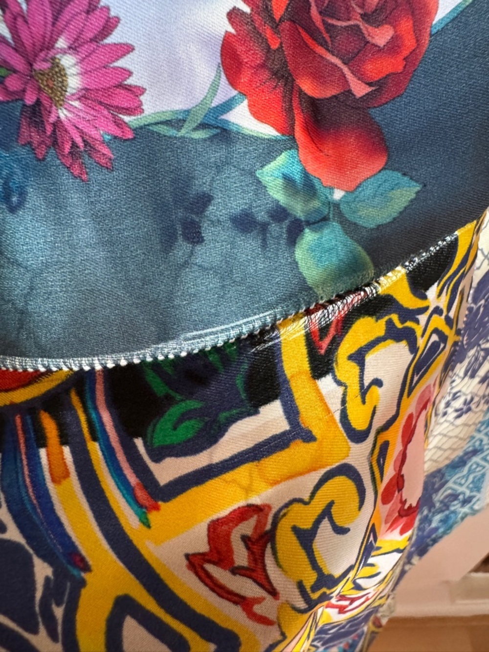 Johnny Was Blue Floral Patchwork Top - Picture 5 of 7